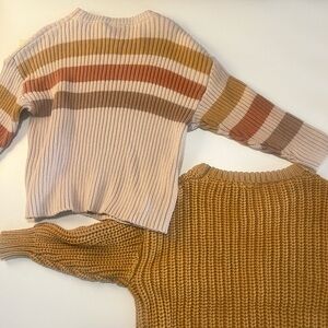 Kids' Cozy Knit Sweater Set - Cream and Brown (1t and 2t)